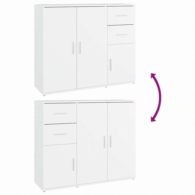 vidaXL サイドボード ホワイト 91x29.5x75cm エンジニアリングウッド家具 キャビネット&収納 サイドボード(代引不可)【送料無料】_8