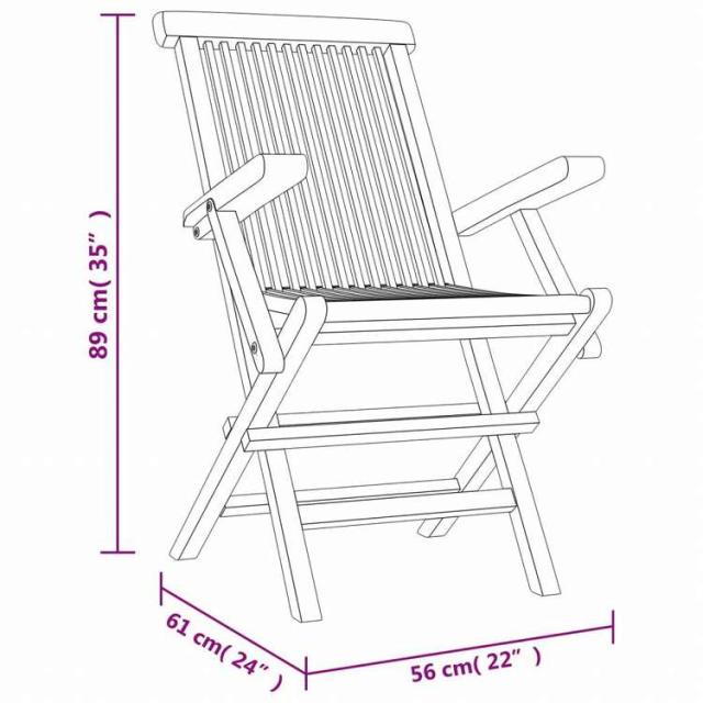 vidaXL 折りたたみガーデンチェア 2点 グレー 56x61x89 cm チーク無垢材家具 アウトドア家具 屋外椅子 アウトドアベンチチェア(代引不可)【送料無料】_7