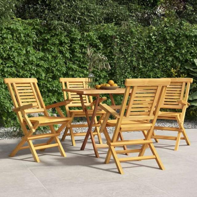 vidaXL 折りたたみガーデンチェア 4点 56x63x90 cm チーク無垢材家具 アウトドア家具 屋外椅子 アウトドアベンチチェア(代引不可)【送料無料】_1