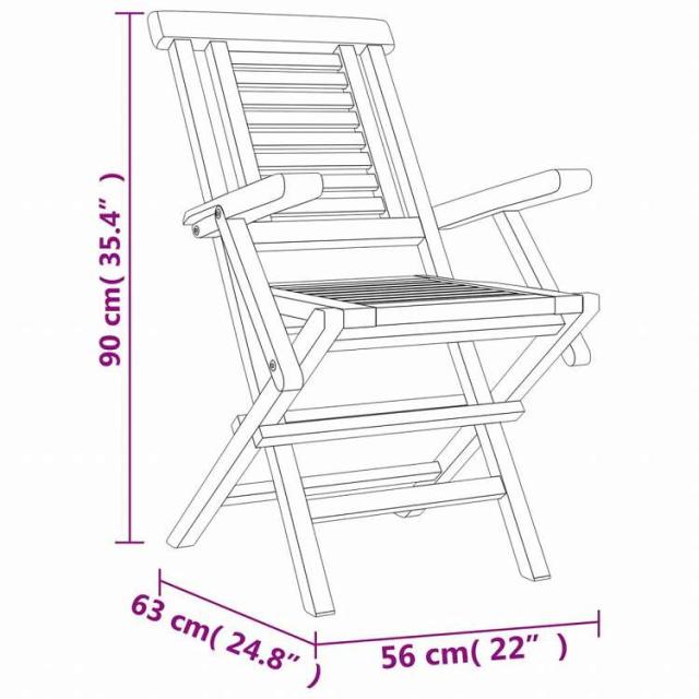 vidaXL 折りたたみガーデンチェア 4点 56x63x90 cm チーク無垢材家具 アウトドア家具 屋外椅子 アウトドアベンチチェア(代引不可)【送料無料】_4