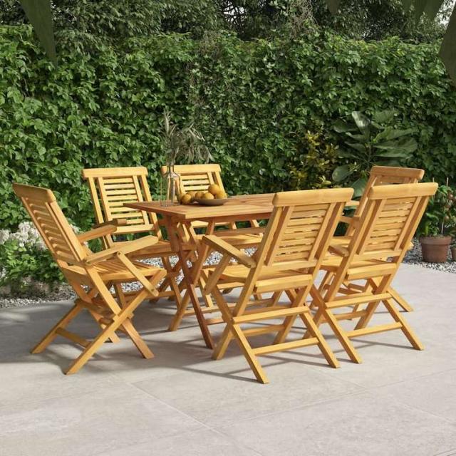 vidaXL 折りたたみガーデンチェア 6点 56x63x90 cm チーク無垢材家具 アウトドア家具 屋外椅子 アウトドアベンチチェア(代引不可)【送料無料】_1