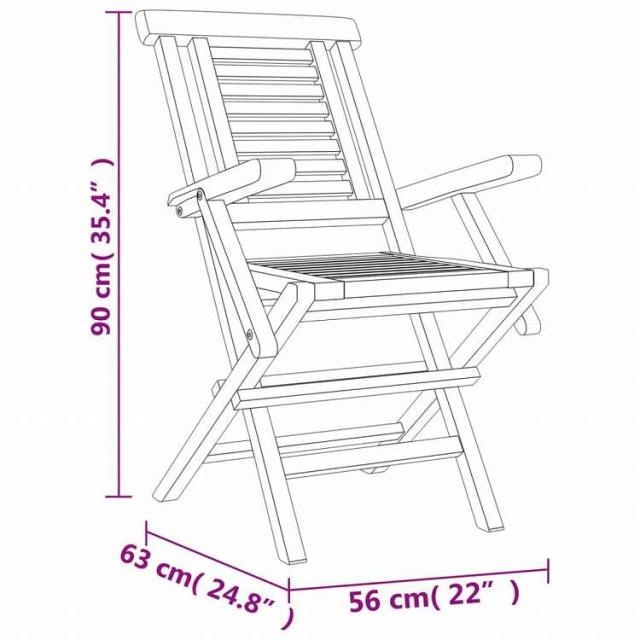 vidaXL 折りたたみガーデンチェア 6点 56x63x90 cm チーク無垢材家具 アウトドア家具 屋外椅子 アウトドアベンチチェア(代引不可)【送料無料】_4