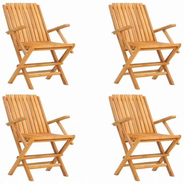 vidaXL 折りたたみガーデンチェア 4点 61x67x90 cm チーク無垢材家具 アウトドア家具 屋外椅子 アウトドアベンチチェア(代引不可)【送料無料】