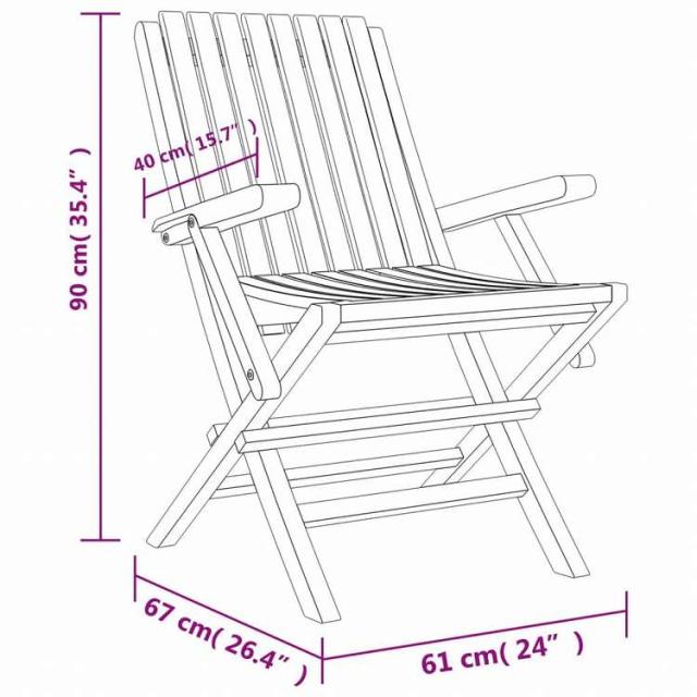 vidaXL 折りたたみガーデンチェア 4点 61x67x90 cm チーク無垢材家具 アウトドア家具 屋外椅子 アウトドアベンチチェア(代引不可)【送料無料】_4