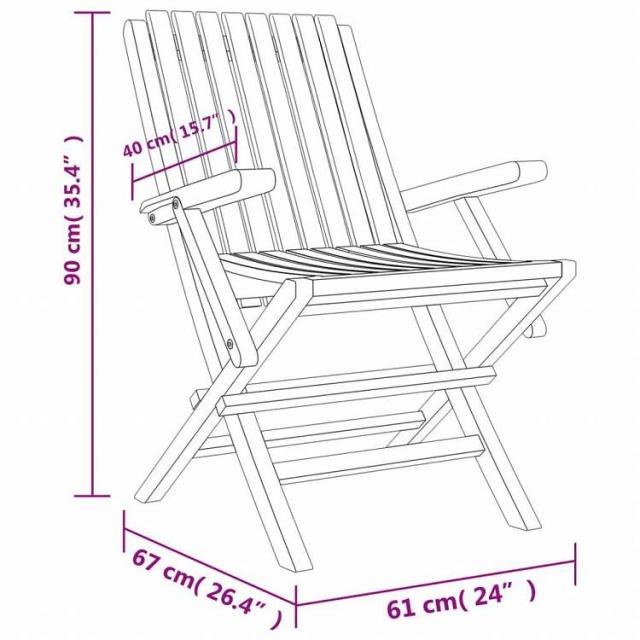 vidaXL 折りたたみガーデンチェア 6点 61x67x90 cm チーク無垢材家具 アウトドア家具 屋外椅子 アウトドアベンチチェア(代引不可)【送料無料】_4