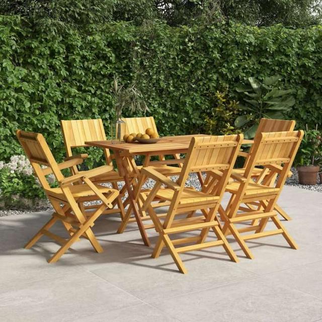 vidaXL 折りたたみガーデンチェア 6点 55x61x90 cm チーク無垢材家具 アウトドア家具 屋外椅子 アウトドアベンチチェア(代引不可)【送料無料】_1