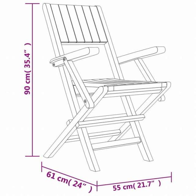 vidaXL 折りたたみガーデンチェア 6点 55x61x90 cm チーク無垢材家具 アウトドア家具 屋外椅子 アウトドアベンチチェア(代引不可)【送料無料】_4
