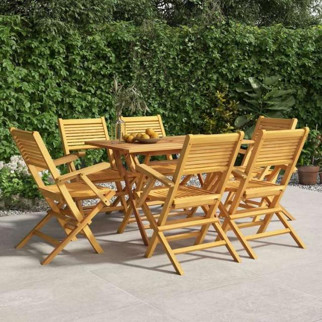 vidaXL 折りたたみガーデンチェア 6点 55x62x90 cm チーク無垢材家具 アウトドア家具 屋外椅子 アウトドアベンチチェア(代引不可)【送料無料】_1