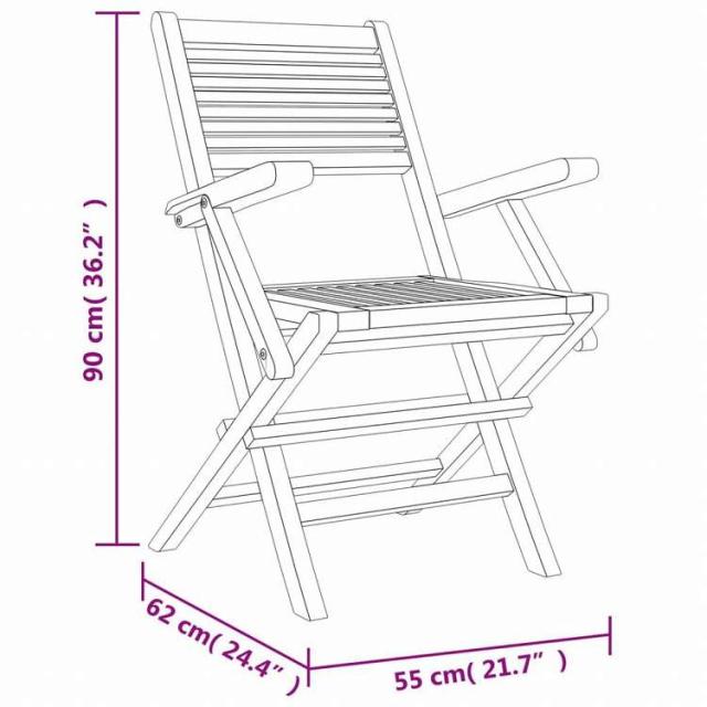 vidaXL 折りたたみガーデンチェア 6点 55x62x90 cm チーク無垢材家具 アウトドア家具 屋外椅子 アウトドアベンチチェア(代引不可)【送料無料】_4