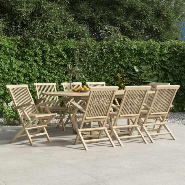 vidaXL 折りたたみガーデンチェア 8点 グレー 56x61x89 cm チーク無垢材家具 アウトドア家具 屋外椅子 アウトドアベンチチェア(代引不可)【送料無料】_1