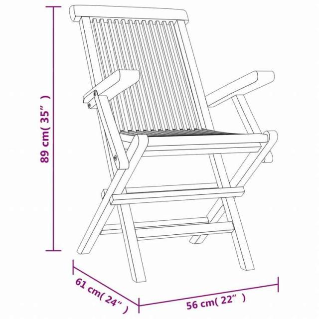 vidaXL 折りたたみガーデンチェア 8点 グレー 56x61x89 cm チーク無垢材家具 アウトドア家具 屋外椅子 アウトドアベンチチェア(代引不可)【送料無料】_4