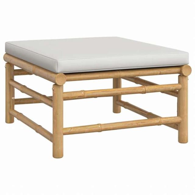 vidaXL ガーデンラウンジ4点セット ライトグレークッション付き 竹製家具 アウトドア家具 屋外家具セット(代引不可)【送料無料】_5