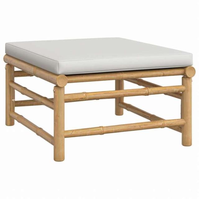 vidaXL ガーデンラウンジ6点セット クッション付き 竹製 ライトグレー家具 アウトドア家具 屋外家具セット(代引不可)【送料無料】_5