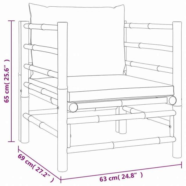 vidaXL ガーデンラウンジ7点セット ライトグレークッション付き 竹製家具 アウトドア家具 屋外家具セット(代引不可)【送料無料】_10