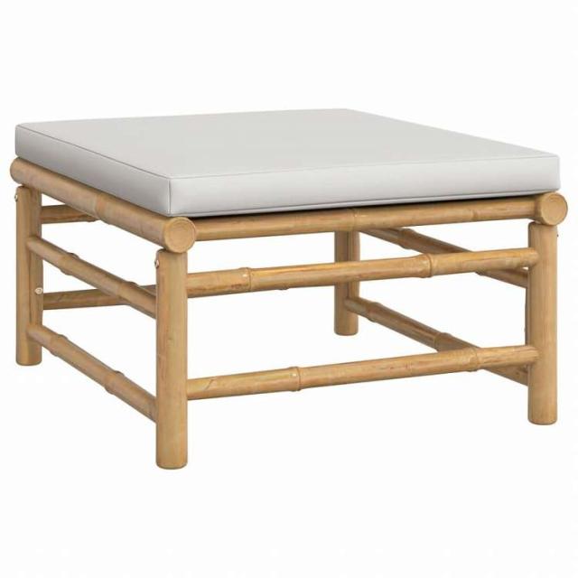 vidaXL ガーデンラウンジ7点セット ライトグレークッション付き 竹製家具 アウトドア家具 屋外家具セット(代引不可)【送料無料】_6
