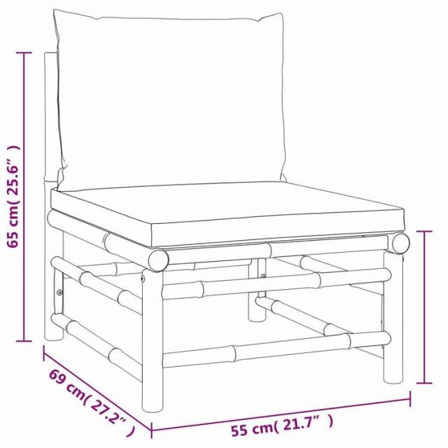 vidaXL ガーデンラウンジ7点セット ライトグレークッション付き 竹製家具 アウトドア家具 屋外家具セット(代引不可)【送料無料】_9