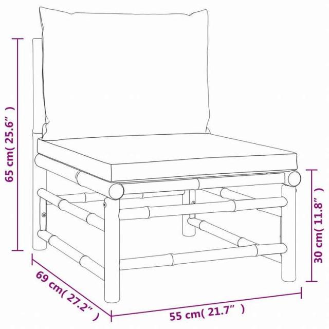 vidaXL ガーデンラウンジ6点セット クッション付き 竹製 ライトグレー家具 アウトドア家具 屋外家具セット(代引不可)【送料無料】_7