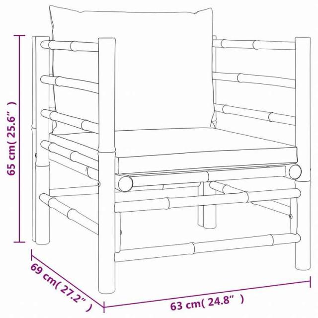 vidaXL ガーデンラウンジ7点セット ライトグレークッション付き 竹製家具 アウトドア家具 屋外家具セット(代引不可)【送料無料】