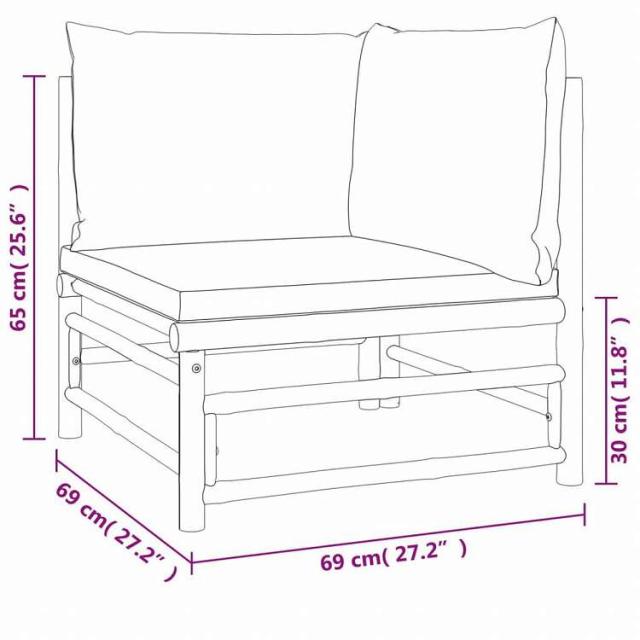 vidaXL ガーデンラウンジ8点セット ライトグレークッション付き 竹製家具 アウトドア家具 屋外家具セット(代引不可)【送料無料】_10