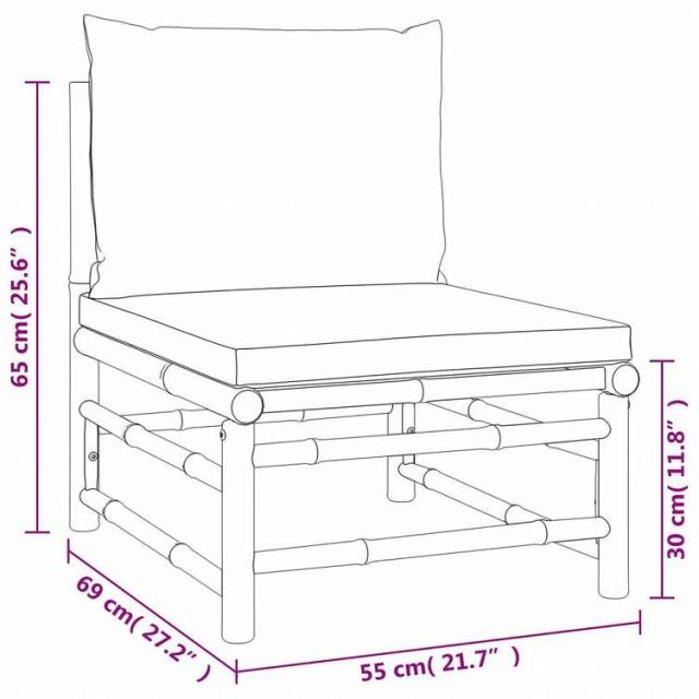 vidaXL ガーデンラウンジ8点セット ライトグレークッション付き 竹製家具 アウトドア家具 屋外家具セット(代引不可)【送料無料】_11