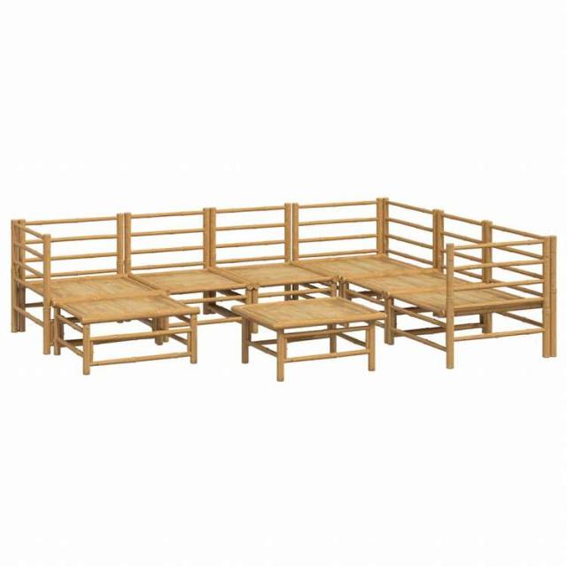 vidaXL ガーデンラウンジ8点セット ライトグレークッション付き 竹製家具 アウトドア家具 屋外家具セット(代引不可)【送料無料】_3