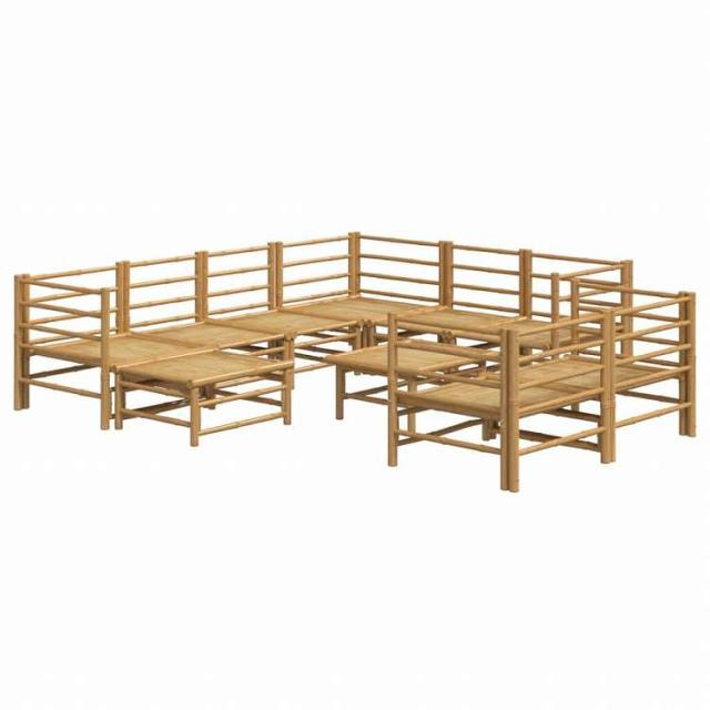 vidaXL ガーデンラウンジ10点セット ライトグレークッション付き 竹製家具 アウトドア家具 屋外家具セット(代引不可)【送料無料】_3