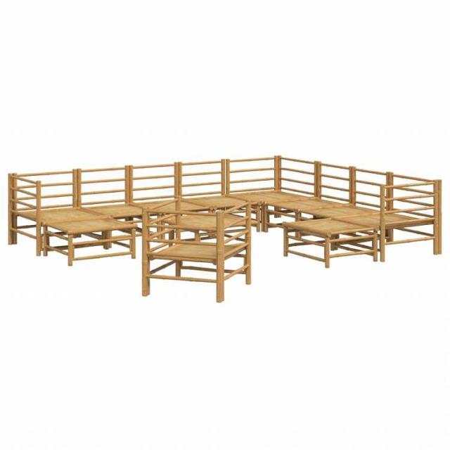 vidaXL ガーデンラウンジ12点セット ライトグレークッション付き 竹製家具 アウトドア家具 屋外家具セット(代引不可)【送料無料】_3