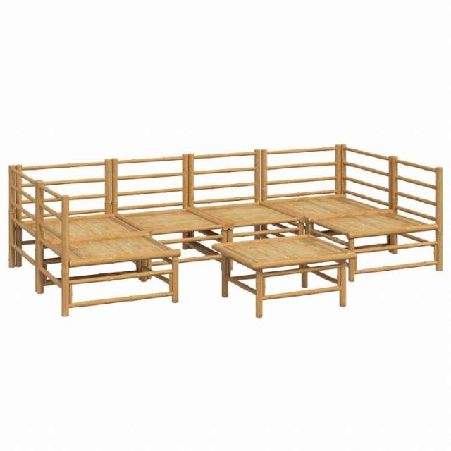 vidaXL ガーデンラウンジ7点セット ライトグレークッション付き 竹製家具 アウトドア家具 屋外家具セット(代引不可)【送料無料】_3