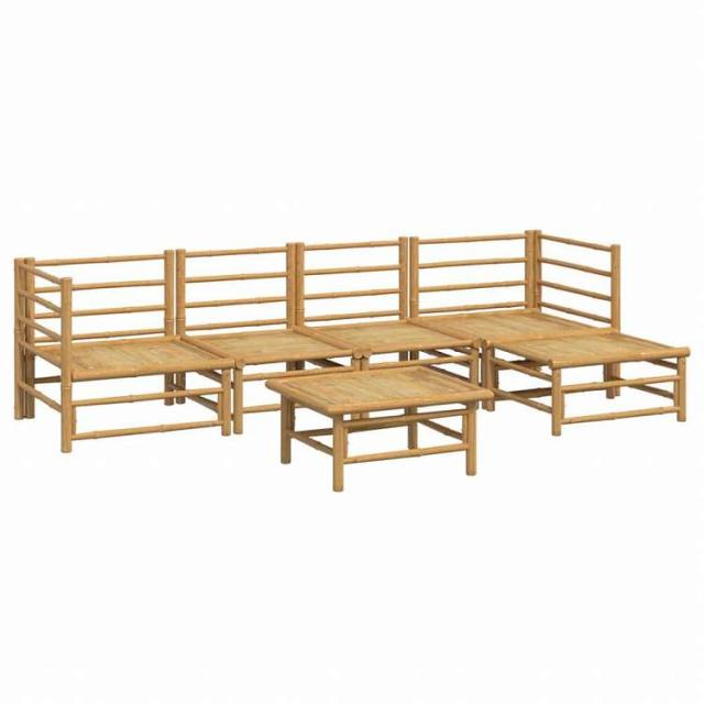 vidaXL ガーデンラウンジ6点セット クッション付き 竹製 ライトグレー家具 アウトドア家具 屋外家具セット(代引不可)【送料無料】_3