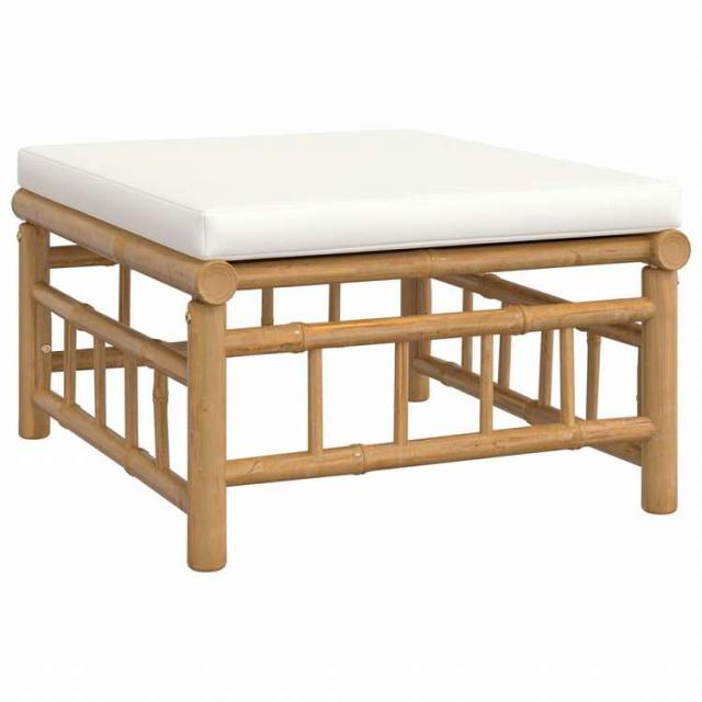 vidaXL ガーデンラウンジ4点セット クリームホワイトクッション付き 竹製家具 アウトドア家具 屋外家具セット(代引不可)【送料無料】_5