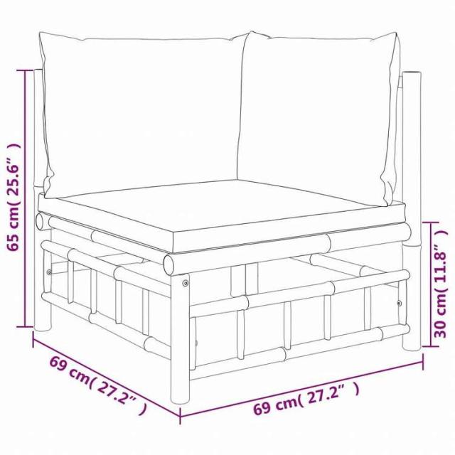 vidaXL ガーデンラウンジ4点セット クリームホワイトクッション付き 竹製家具 アウトドア家具 屋外家具セット(代引不可)【送料無料】_7