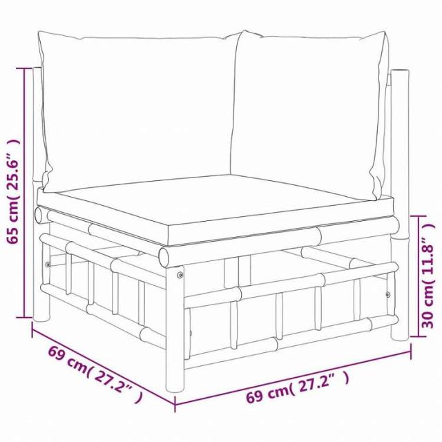 vidaXL ガーデンラウンジ10点セット クリームホワイトクッション付き 竹製家具 アウトドア家具 屋外家具セット(代引不可)【送料無料】_7