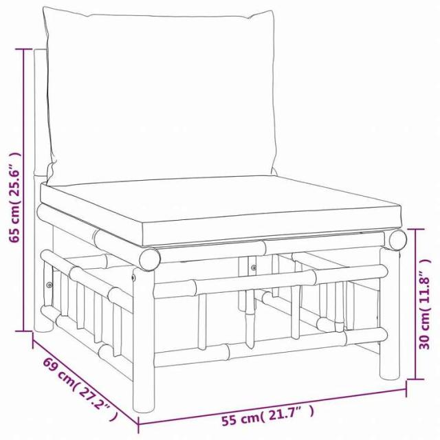 vidaXL ガーデンラウンジ3点セット クリームホワイトクッション付き 竹製家具 アウトドア家具 屋外家具セット(代引不可)【送料無料】_7