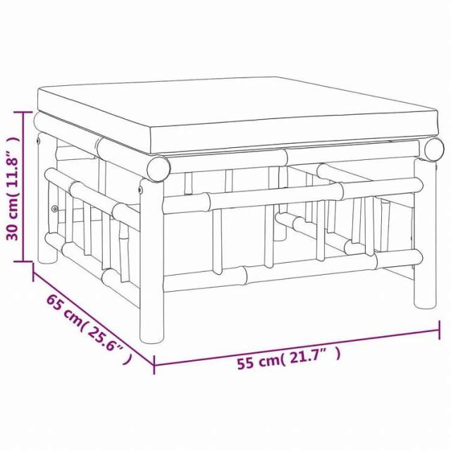 vidaXL ガーデンラウンジ3点セット クリームホワイトクッション付き 竹製家具 アウトドア家具 屋外家具セット(代引不可)【送料無料】_8