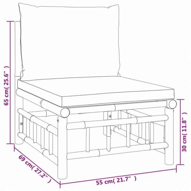 vidaXL ガーデンラウンジ7点セット クリームホワイトクッション付き 竹製家具 アウトドア家具 屋外家具セット(代引不可)【送料無料】_8