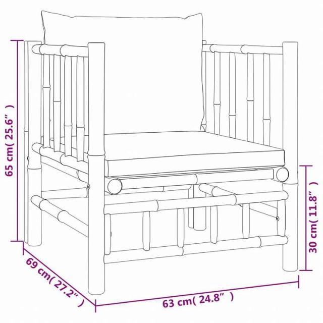 vidaXL ガーデンラウンジ7点セット クリームホワイトクッション付き 竹製家具 アウトドア家具 屋外家具セット(代引不可)【送料無料】_9