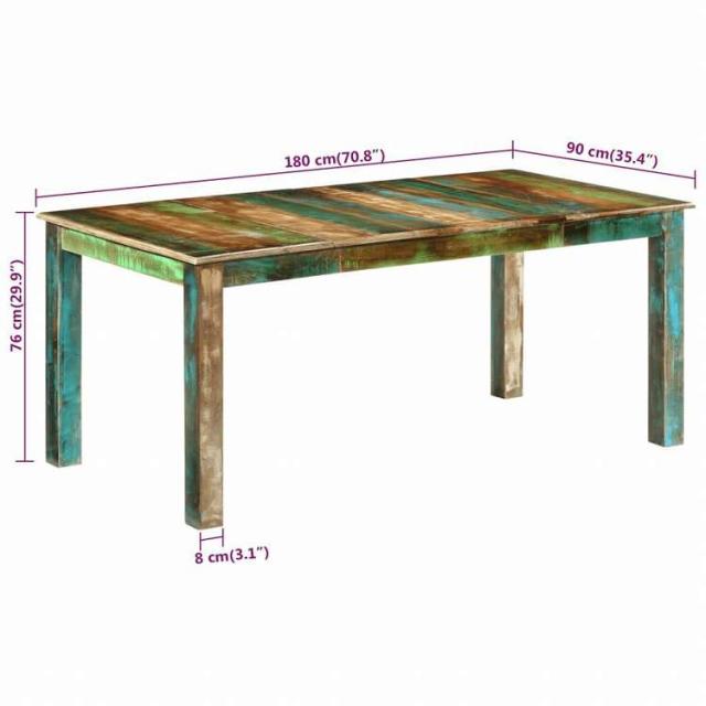 vidaXL ダイニングテーブル 180x90x76 cm 無垢の再生材家具 テーブル キッチン・ダイニングルームテーブル(代引不可)【送料無料】_6