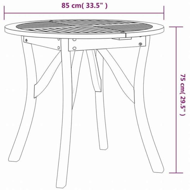 vidaXL ガーデンテーブル 直径85cm アカシア無垢材家具 アウトドア家具 アウトドアテーブル(代引不可)【送料無料】_5