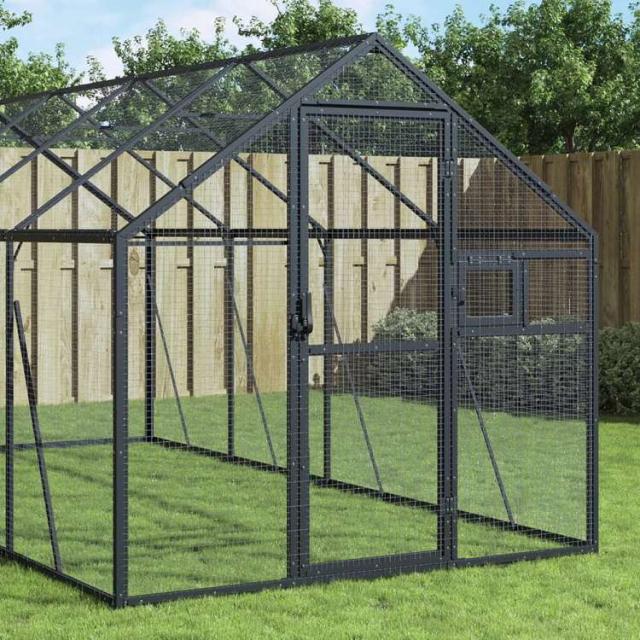 vidaXL 鳥小屋 アビアリー アントラシート 1.79x6x1.85 cm アルミAnimals & Pet Supplies ペット用品 鳥用品 取りかご・スタンド(代引不可)【送料無料】