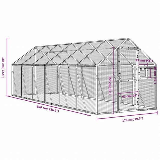 vidaXL 鳥小屋 アビアリー アントラシート 1.79x6x1.85 cm アルミAnimals & Pet Supplies ペット用品 鳥用品 取りかご・スタンド(代引不可)【送料無料】_6