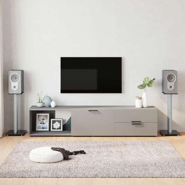 vidaXL スピーカースタンド 2点 ブラック&シルバー 強化ガラス 柱2本デザイン電子機器 オーディオ オーディオアクセサリー スピーカーアクセサリ スピーカースタンド・マウント(代引不可)【_1