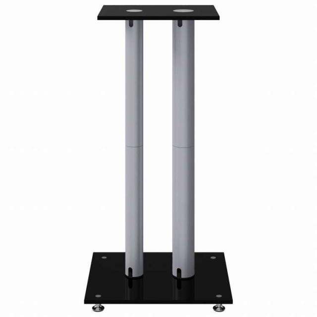 vidaXL スピーカースタンド 2点 ブラック&シルバー 強化ガラス 柱2本デザイン電子機器 オーディオ オーディオアクセサリー スピーカーアクセサリ スピーカースタンド・マウント(代引不可)【_4