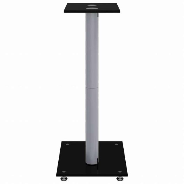 vidaXL スピーカースタンド 2点 ブラック&シルバー 強化ガラス 柱2本デザイン電子機器 オーディオ オーディオアクセサリー スピーカーアクセサリ スピーカースタンド・マウント(代引不可)【_5