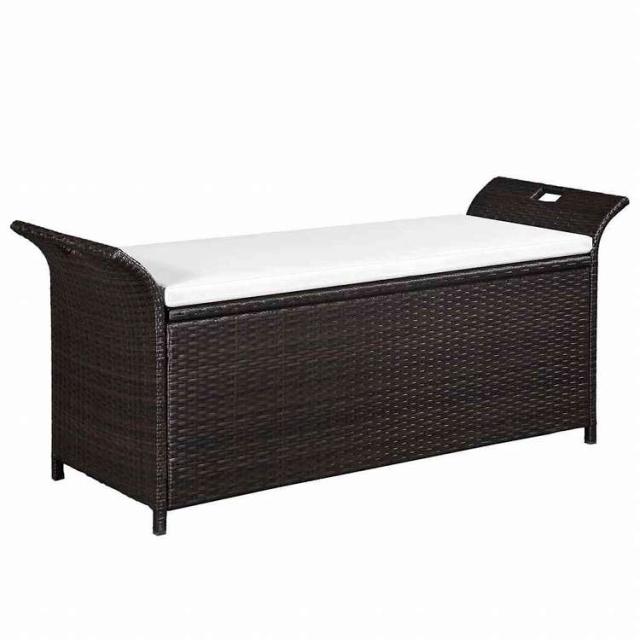 vidaXL ガーデンベンチ クッション付き ブラック 116x46x57 cm ポリラタン家具 アウトドア家具 屋外椅子 アウトドアベンチ(代引不可)【送料無料】_1