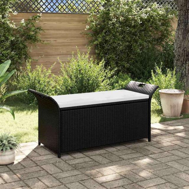 vidaXL ガーデンベンチ クッション付き グレー 116x46x57 cm ポリラタン家具 アウトドア家具 屋外椅子 アウトドアベンチ(代引不可)【送料無料】