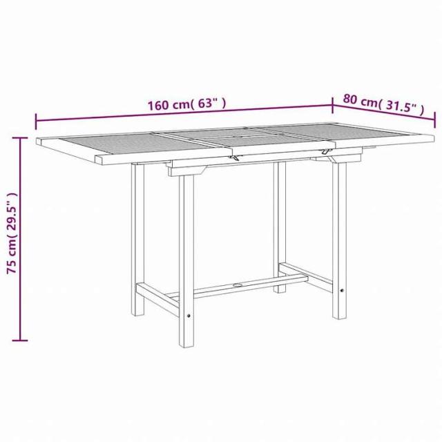 vidaXL 伸長式ガーデンテーブル 110-160x80x75cm チーク無垢材家具 アウトドア家具 アウトドアテーブル(代引不可)【送料無料】_7