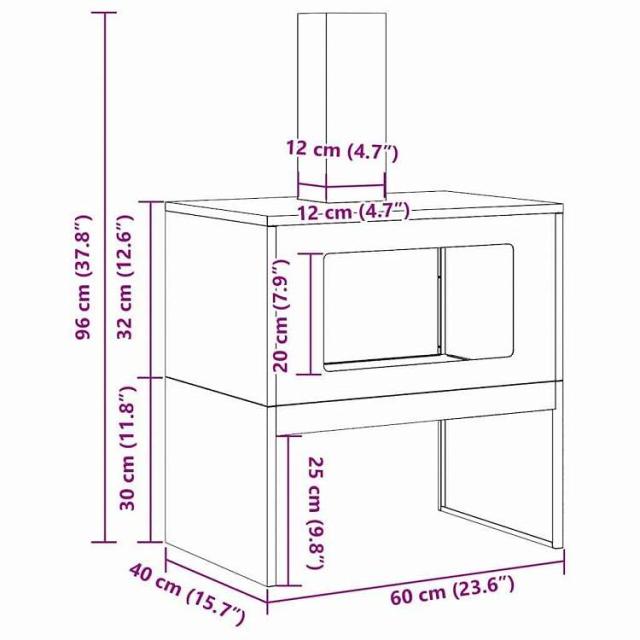 vidaXL ファイヤーピット ブラウン 60 x 40 x 96 cm 耐候性スチール ホーム&amp;ガーデン 暖炉(代引不可)【送料無料】_13