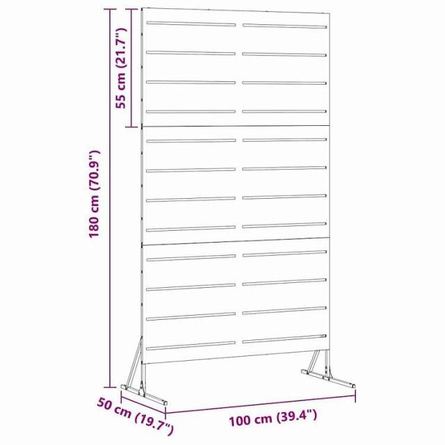 vidaXL プライバシースクリーン アンスラサイト 100 x 50 x 180 cm スチール ハードウェア フェンス&バリア フェンスパネル(代引不可)【送料無料】_9