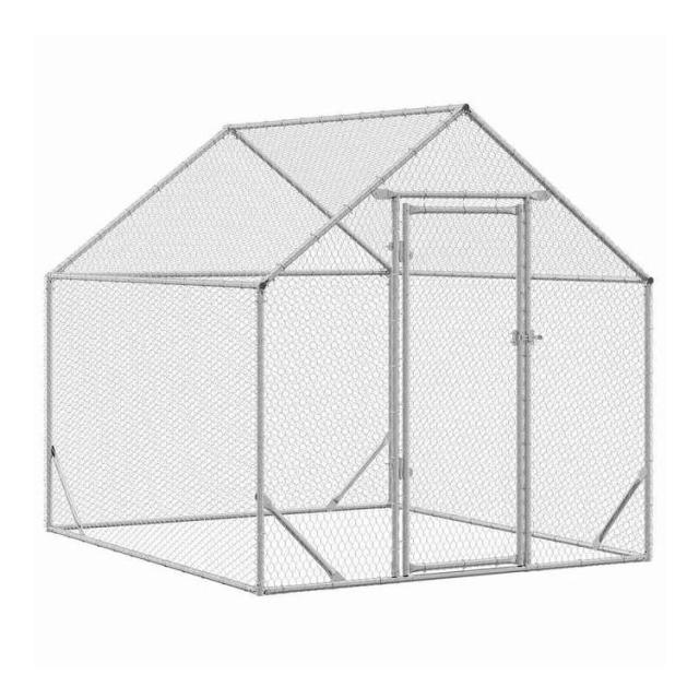 vidaXL 鶏掘っ建て小屋 しろがね色 200x170x177 糎 ジンクめっき鋼 毛の荒物&愛玩動物装具 愛玩動物装具 小毛の荒物装具 小毛の荒物 繁殖・臥せ篭(代引不可)【貨物輸送無料】