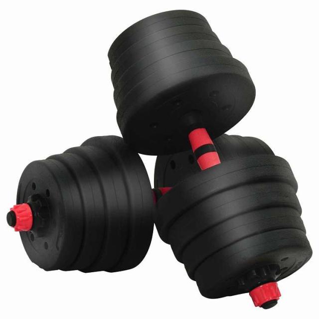 vidaXL 2-in-1 ダンベルバーベルセット 30kg 黒と赤 121 x 19.5 x 19.5 cm セメントと鉄砂 スポーツグッズ エクササイズ&フィットネス ウエイトリフティング フリーウェイト(代引不可)【送料無料】_3